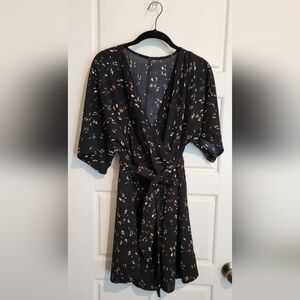 SHEIN Black Floral Wrap Dress